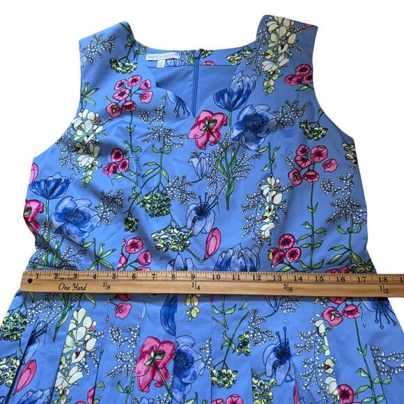 RSVP By Talbots Fit & Flare Blue Floral Cottagecore Dress w/ Scallop Neck Line - Picture 7 of 11